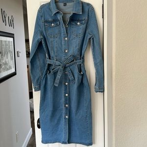 ❤️SHEIN Denim Dress - Long Sleeve with pockets and belt. Stretchy - XL